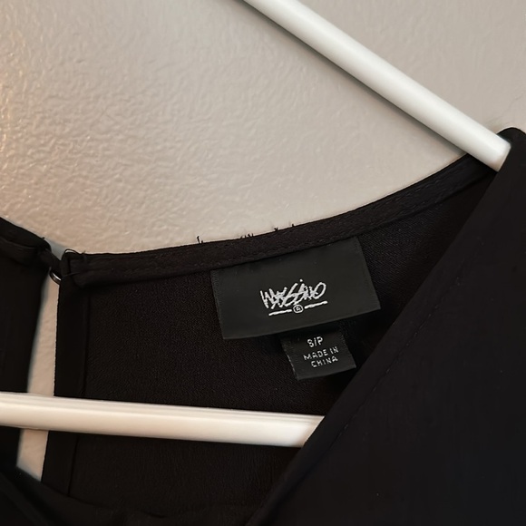 Black Short Sleeve Drop Waist Dress - Picture 2 of 4